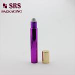 SRS empty 15ml metalized purple color plastic cosmetic roll on bottle