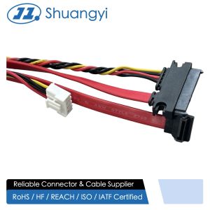  SATA data power connector cable harness, right angle 7+15 pin to 4 pin wire terminal, twisted power cable for server HDD SSD signal transmission Manufactures