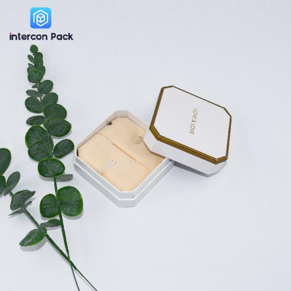 ISO9001 Small Jewelry Packaging Boxes PU Leather Pearl Paper Hot Stamping Process