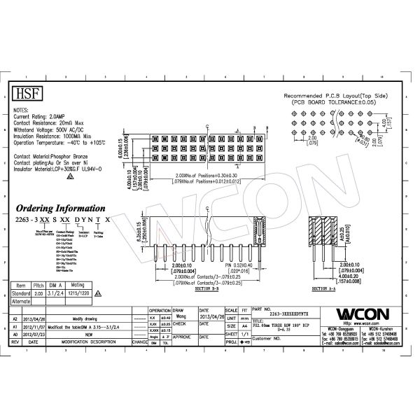 2 spacing three row inline female Header connector customization board to wire connection