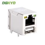 Integrated Tab Up RJ45 USB Network Connector with usb 2.0 for PCMCIA Net Card