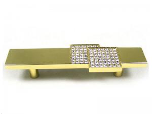  Square Crystal Drawer Handles , 96mm Arcylic Stone Gold Cabinet Pulls Gorgeous Golden Knobs Manufactures