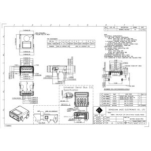 USB3.1 STD Socket Connector R/A T/H CH 4.10mm Double Shells RoHS Compliant and