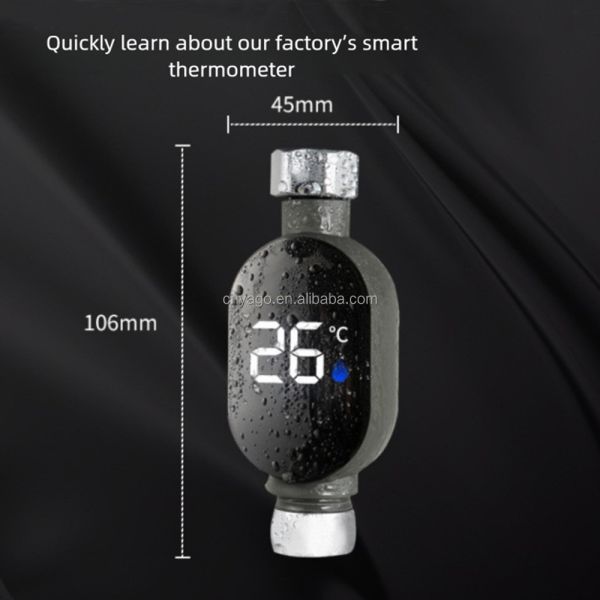 YIERYI Smart Shower Thermometer with LED Digital Display and Color-Coded Temperature Alerts for Bathroom Safety No Battery Required
