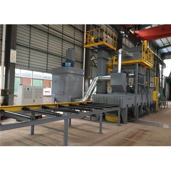 380V / 415V Roller Conveyor Blast Machine , Roller Conveyor System For Cleaning Rust / Steel Plate Scale