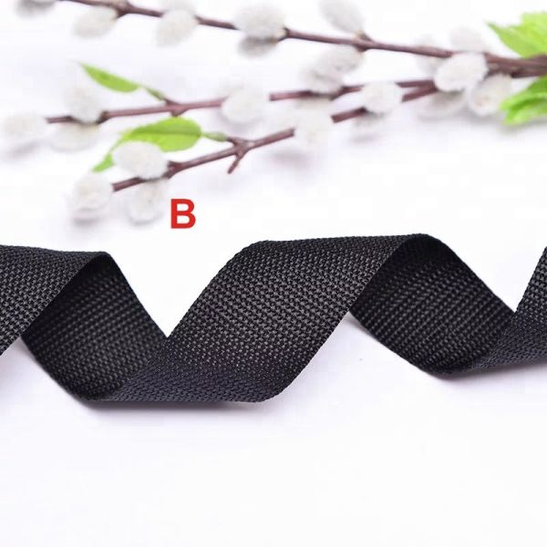 Flat Polypropylene Webbing 25mm , Black Tote Bag Handles Webbing