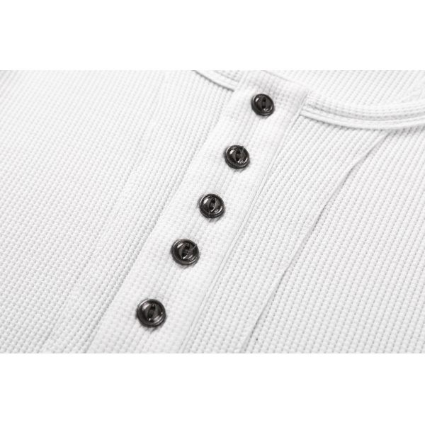Minimalist Waffle O-Neck Regular Fit Solid Knitted Printed Cotton-Polyester Vintage T-shirt for Men's Autumn Casual OEM