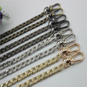 China High quality iron material full length 120 mm flat shape gold chain sling bag with snap hooks on sale