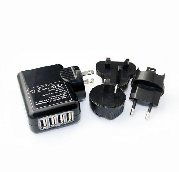 Quality wall mout usb charger with Eu Us UK Au plug USB power adapters 5v 1a 2a 3a interchangeable usb adapter for sale