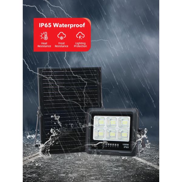 KCD Small Automatic Switch 60w 200w 300w Security Low Price LED Floodlight Solar Outdoor Flood Light 100w