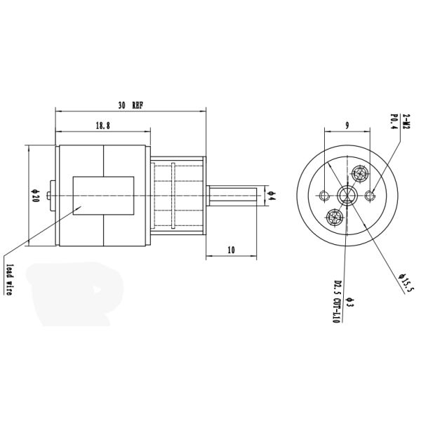 High Precision 20mm 12v DC Micro Gear Stepper Motor 2 Phase 4 Wire