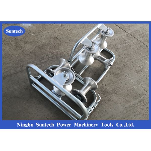 Triple Corner Ground 140mm Cable Pulling Rollers With Aluminum Alloy Wheels