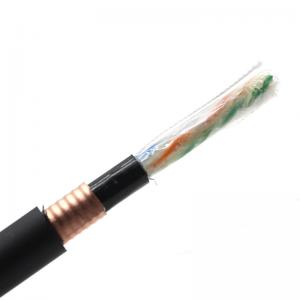  Cat6 FTP SFTP 23awg Waterproof Lan Cable , Outdoor Black Armored Cable 1000ft / 305m Manufactures