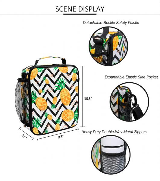 Lightweight Pineapple Kids Insulated Lunch Box With Zipper Closure