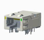 RJ45 Connector 10G with transformer, with light and shield, TAB-DOWN L = 28.57mm