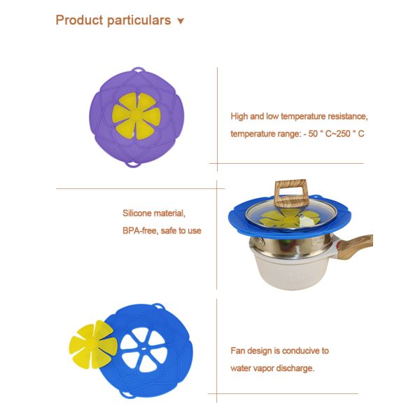 Multi Function Silicone Pot Cover Heat Resistant Anti Spill For Kitchen