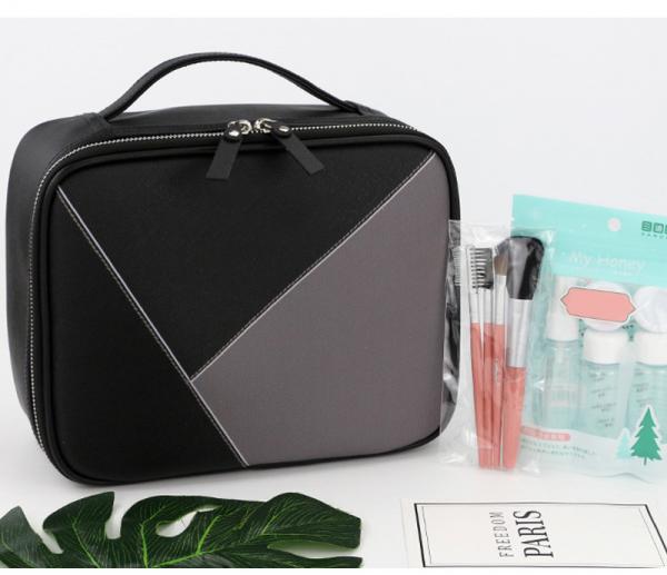 Water Repellent Double Zipper Women PU Makeup Bag Case