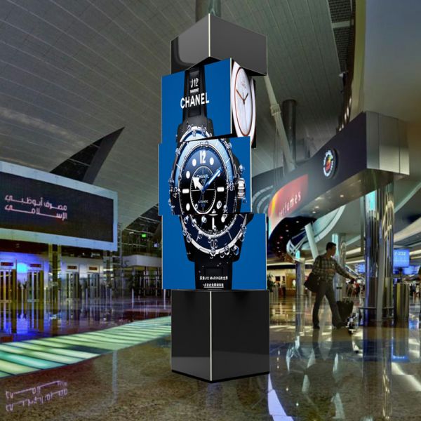 Quality train station triangle rotate P5 video movable led display for sale