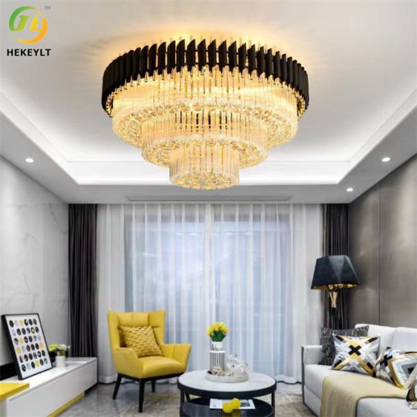 E14 Modern Led Ceiling Lights Crystal Round Circle Flush Mounted