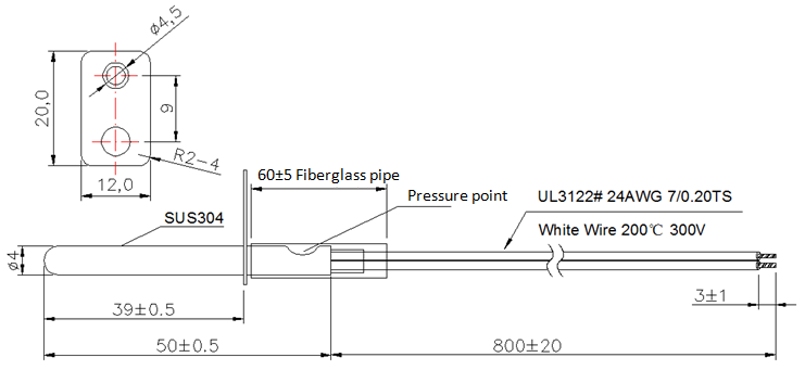 High Temperature KitchenAid Frigidaire Range Oven Probe Micro Temperature Sensor 100K 3950 With 4x50mm Stainless Steel