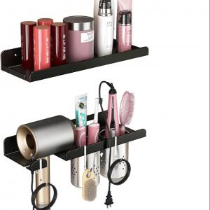  Salon Hair Styling Accessories Organizer Rack Hair Dryer Holder Wall Mount for Bathroom Shelf Manufactures