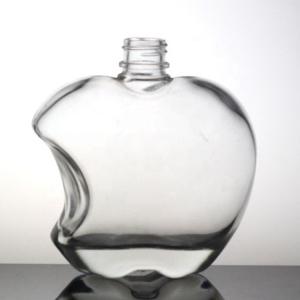 Clear Apple Shaped Juice Bottle 500ml High Flint Glass Bottle with Plastic Cap Manufactures