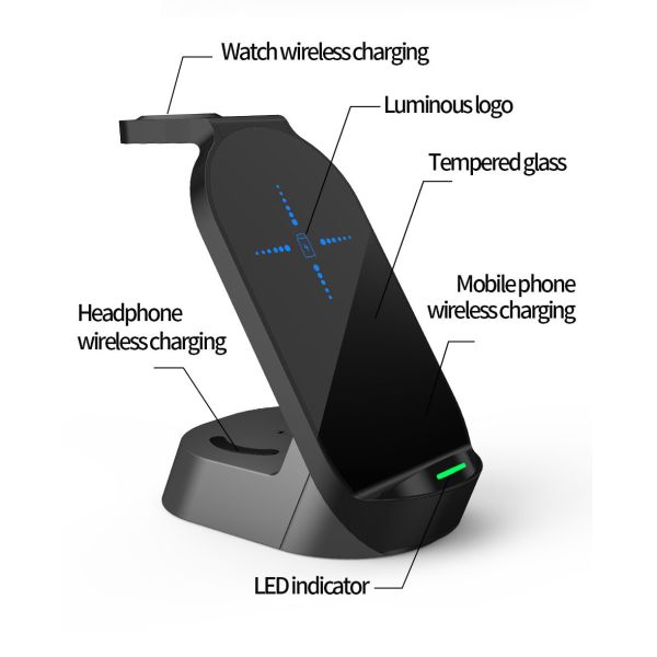 Qi-enabled Devices Multifunction Wireless Charger with 10mm Transmission Distance