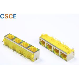 1*4 Ports RJ45 Modular Jack 8 Pin 8 Contact Ethernet Interface With Ni Plating Shell Plating