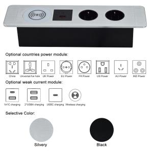 Office multifunctional under table socket EU power socket with usb A+C ports and