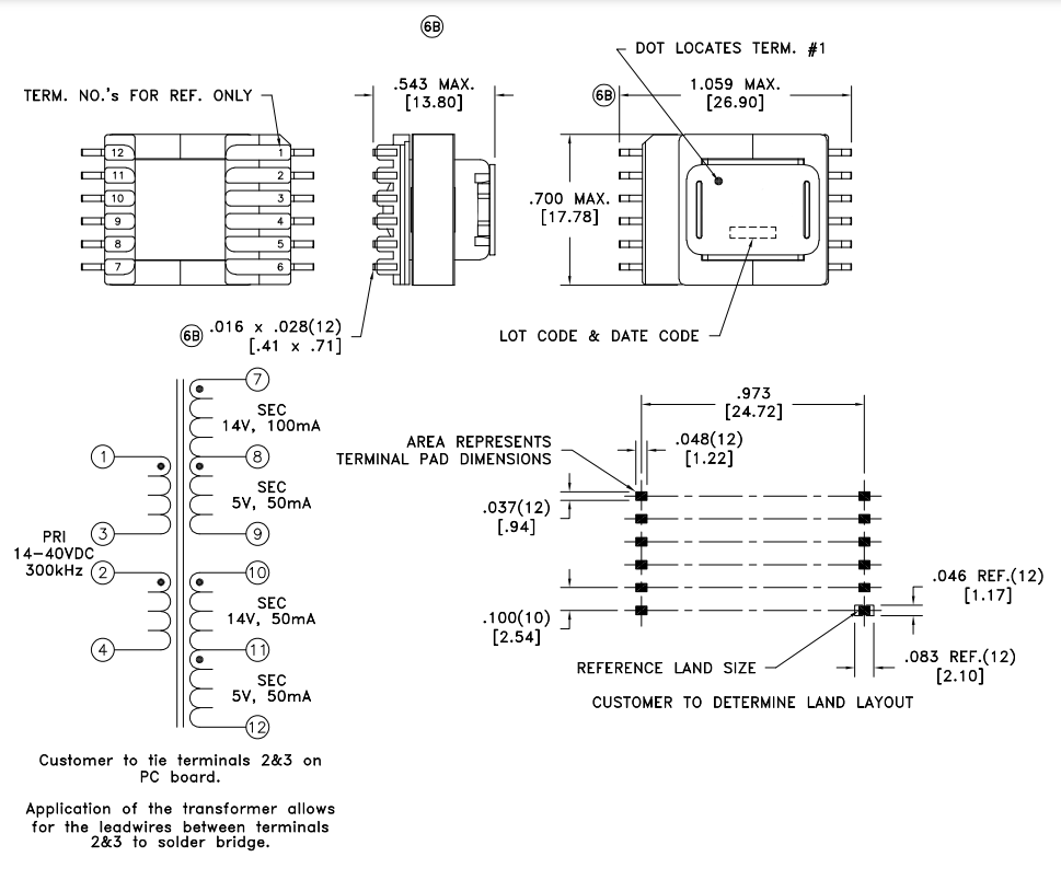 Through Hole Smps Flyback Transformer 750314851 High Efficiency