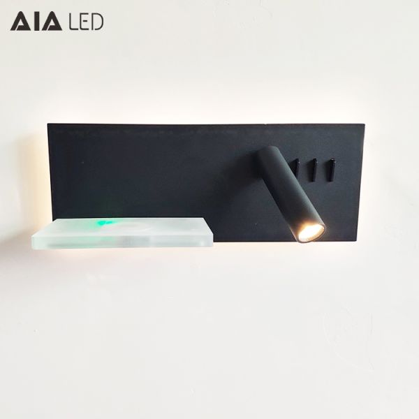 Wireless charging usb LED bedside reading light/inside led wall light headboard wall light for hotel