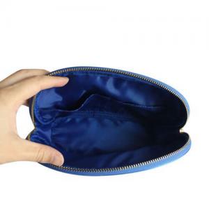  Custom Blue Travel Zipper Cosmetic Bags With Metal Company Logo Manufactures