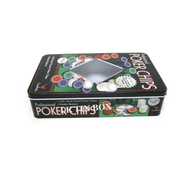 Custom Gift Tin Box Printed Porker Chips Pvc Window Rectangular Tin Containers