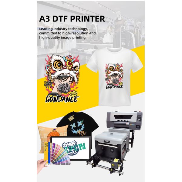 High Quality 300mm A3 Digital DTF Printer for Clothing Pattern Customization with Permanent Pigment Inks Heat Press Machine