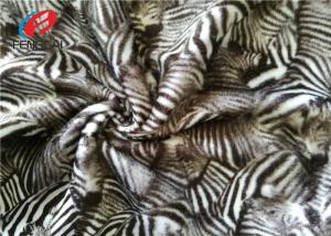  Short Hair Printed Zebra Stripe Polyester Velvet Fabric , Minky Plush Toy Fabric Manufactures