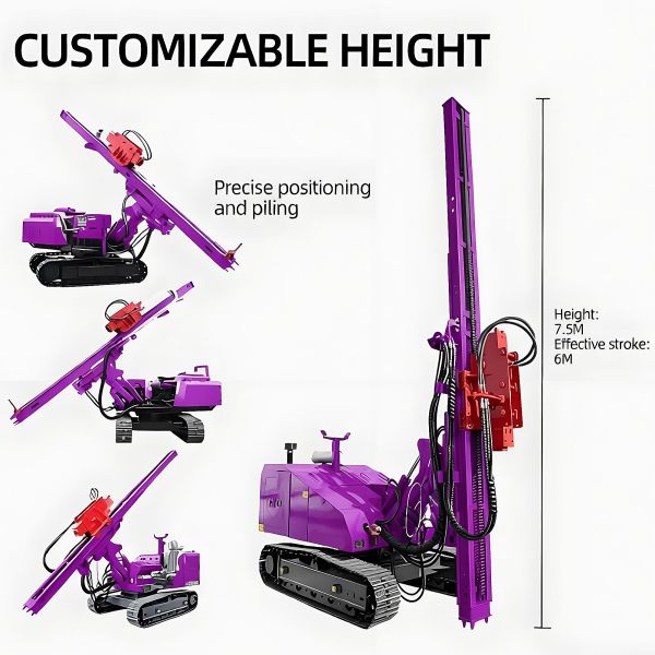 Hydraulic Pile Driver Machine Precise Depth Building Foundation Pile Drilling Rig Anchor Crawler Pile Driver