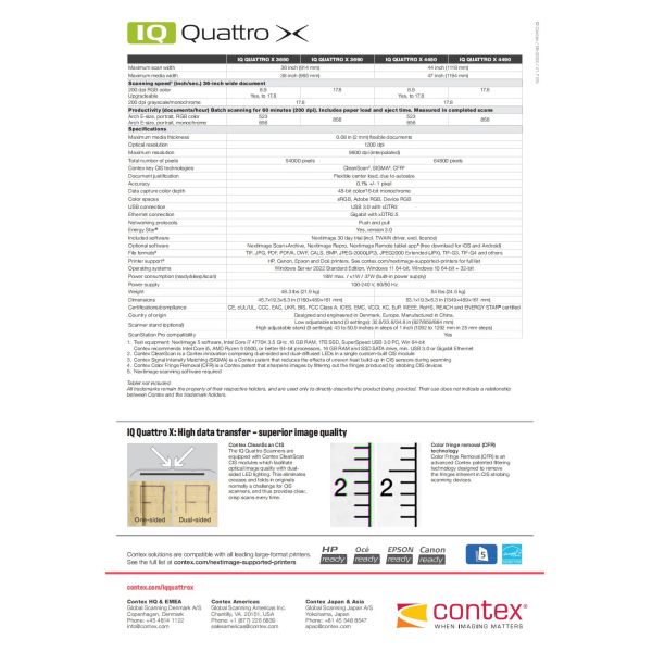 CONTEX IQ Quattro Series Large Format CIS Technology Engineering Scanner Blueprint Map Scanner IQ Quattro X3690 (A0+high-speed)