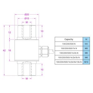 Female Threaded Load Cell With M4/M5/M6/M8/M10 Internal Thread