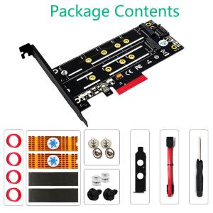 Dual M.2 PCIE Adapter For SATA Or PCIE NVMe SSD With Yellow HeatSink And LED