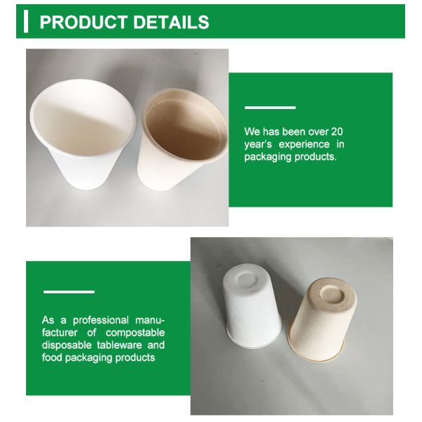 Home 350ml Compostable Disposable Compostable Cups Bagasse 12 Oz Biodegradable Cups