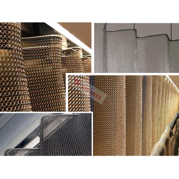 Titanium Plating Silver Chain Mail Ring Mesh Closure Curtain
