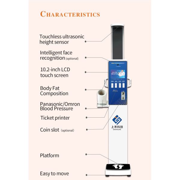 Automatic Height Weight BMI Blood Pressure Machine Body Fat Composition Scale